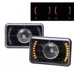 1980 Ford Mustang Amber LED Black Sealed Beam Projector Headlight Conversion