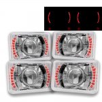1980 Ford Mustang Red LED Sealed Beam Projector Headlight Conversion Low and High Beams