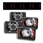 1985 Toyota Van Red LED Black Chrome Sealed Beam Projector Headlight Conversion Low and High Beams