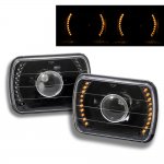 2000 Ford F350 Amber LED Black Sealed Beam Projector Headlight Conversion