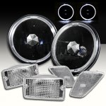 2003 Jeep Wrangler Black Headlights Halo and Clear Bumper Lights Side Marker