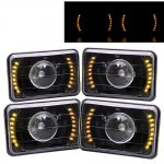 1981 Mercury Cougar Amber LED Black Sealed Beam Projector Headlight Conversion Low and High Beams