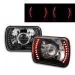 1981 Buick Skylark Red LED Black Chrome Sealed Beam Projector Headlight Conversion