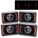 1985 Toyota Van Red LED Black Sealed Beam Projector Headlight Conversion Low and High Beams