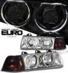 1998 BMW E36 Sedan 3 Series Clear Dual Halo Euro Headlights and Corner Lights Set