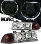 1998 BMW E36 Coupe 3 Series Clear Dual Halo Euro Headlights and Corner Lights Set
