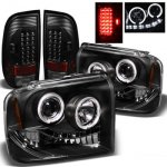 2005 Ford F350 Super Duty Black Halo Headlights and LED Tail Lights