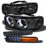 1999 GMC Sierra Smoked Projector Headlights and LED Bumper Lights