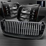 2005 Chevy Silverado Black Vertical Grille and Headlight Conversion Kit