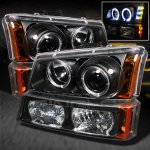 2004 Chevy Avalanche Black Halo Projector Headlights and Bumper Lights