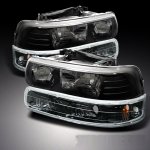 2002 Chevy Silverado Black Crystal Headlights and Bumper Lights