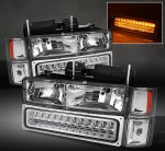 1996 GMC Sierra 2500 Clear Euro Headlights and LED Bumper Lights