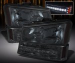 2004 Chevy Avalanche Smoked Euro Headlights and LED Bumper Lights