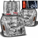 2009 GMC Yukon XL Chrome Halo Projector Headlights and LED Tail Lights