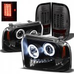 2006 Ford F350 Super Duty Black CCFL Halo Headlights and Smoked LED Tail Lights