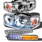 2000 GMC Yukon XL Chrome Projector Headlights and LED Bumper Lights