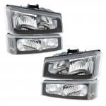 2003 Chevy Silverado Black Clear Headlights and Bumper Lights