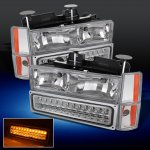 Chevy Suburban 1988-1993 Clear Euro Headlights and LED Bumper Lights