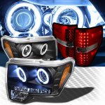 2009 Ford F150 Black CCFL Halo Headlights and Red Smoked LED Tail Lights