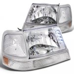 2000 Ford Ranger Clear Euro Headlights with LED and Bumper Lights Set