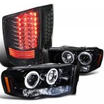 2003 Dodge Ram 2500 Smoked Halo Headlights and LED Tail Lights