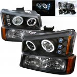 Chevy Silverado 2500 2003-2004 Black Projector Headlights and Bumper Lights