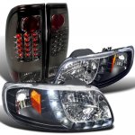 Ford F150 1997-2003 Black Headlights DRL and Smoked LED Tail Lights