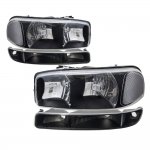 2001 GMC Yukon XL Black Clear Headlights and Bumper Lights