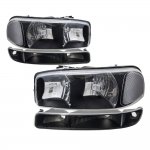 GMC Sierra 2500 1999-2004 Black Clear Headlights and Bumper Lights