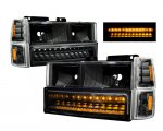 1995 GMC Sierra 2500 Black Headlights and LED Bumper Lights