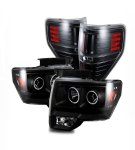 2010 Ford F150 Black CCFL Halo Projector Headlights and LED Tail Lights