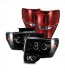 2013 Ford F150 Black CCFL Halo Headlights and Red LED Tail Lights
