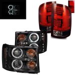 2010 GMC Sierra 3500HD Black CCFL Halo Projector Headlights and LED Tail Lights