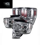 2012 Ford F150 Chrome CCFL Halo Projector Headlights and LED Tail Lights