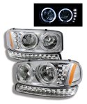 2004 GMC Sierra 2500HD Halo Headlights and LED Bumper Lights Chrome