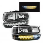 2002 Chevy Tahoe Headlights and LED Bumper Lights Black