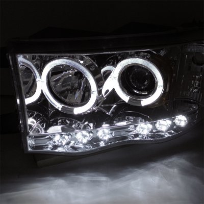 Dodge Ram 2500 2003-2005 Clear Halo Projector Headlights with LED ...