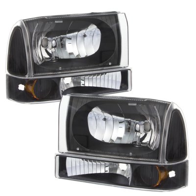 Ford F350 Super Duty 1999-2004 Black Grille Headlights Set and Custom