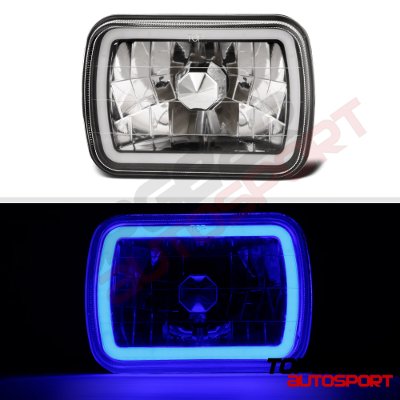 Chevy 1500 Pickup 1988-1998 Black Blue Halo Tube Sealed Beam Headlight