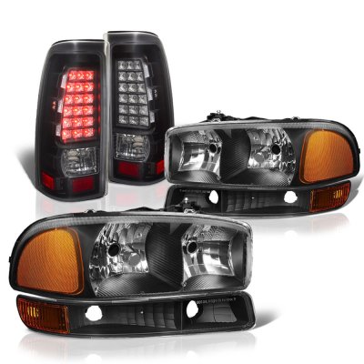 GMC Sierra 1999-2006 Black Headlights and LED Tail Lights | A128QJH7213