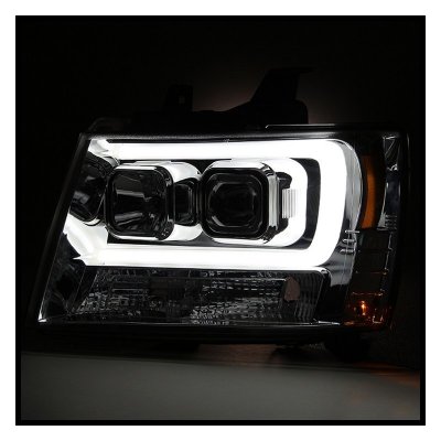 Chevy Avalanche 2007-2014 Smoked LED Tube DRL Projector Headlights ...
