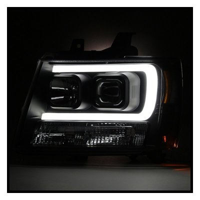 Chevy Tahoe 2007-2014 Black LED Tube DRL Projector Headlights ...