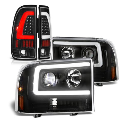 Ford F250 Super Duty 1999-2004 Black DRL Projector Headlights LED