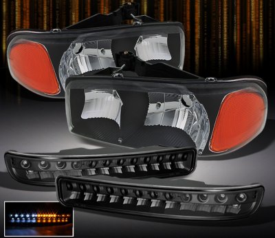 gmc sierra 2500hd 2001 2006 black euro headlights and led bumper lights a103q6cj213 topgearautosport topgearautosport com