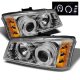 Chevy Silverado 2003-2006 Clear Dual Halo Projector Headlights with LED