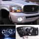 Dodge Ram 2500 2006-2009 Clear Dual Halo Projector Headlights LED