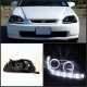 Honda Civic 1996-1998 Black Halo Projector Headlights with LED