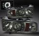 Dodge Ram Sport 1999-2001 Smoked CCFL Halo Projector Headlights with LED