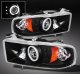 Dodge Ram 3500 Sport 1999-2002 Black CCFL Halo Projector Headlights with LED