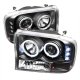 Ford F250 Super Duty 1999-2004 Black Dual Halo Projector Headlights with LED